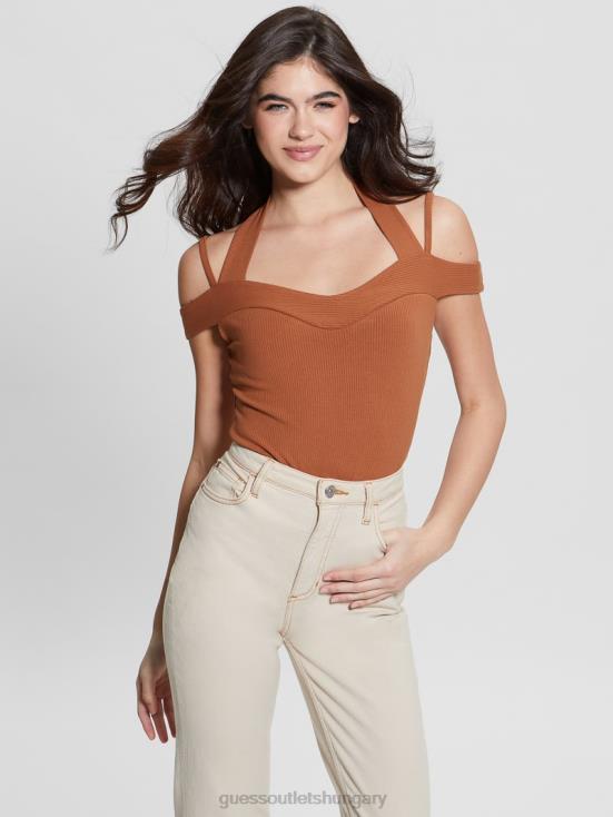 GUESS Fireplace Brick 8ZX4F1230 Eco Cora Cold-Shoulder Bodysuit