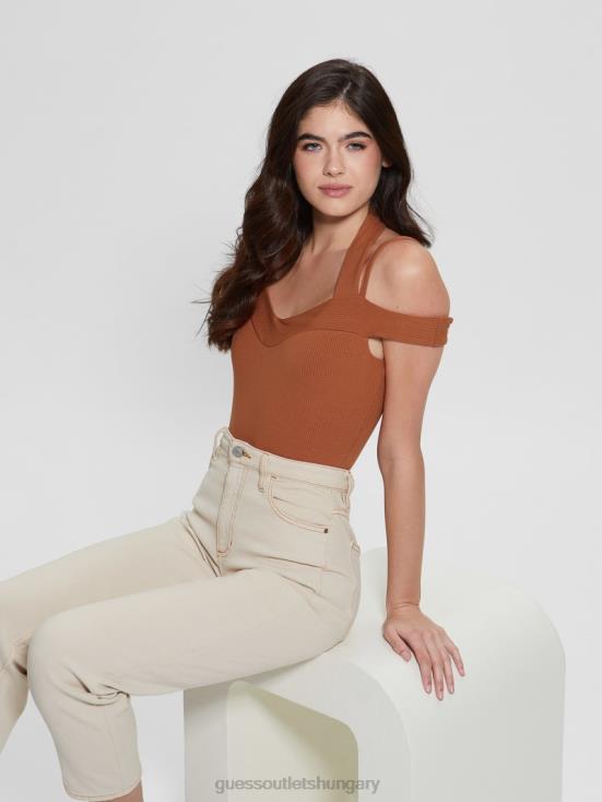 GUESS Fireplace Brick 8ZX4F1230 Eco Cora Cold-Shoulder Bodysuit