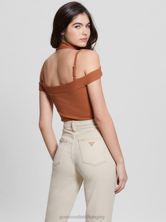 GUESS Fireplace Brick 8ZX4F1230 Eco Cora Cold-Shoulder Bodysuit