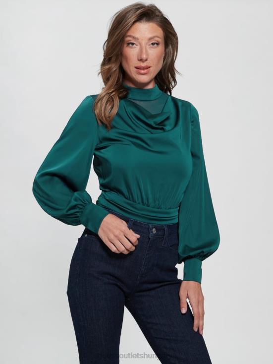 GUESS Regal Teal 8ZX4F1192 Eco Katie Mock Neck Bodysuit