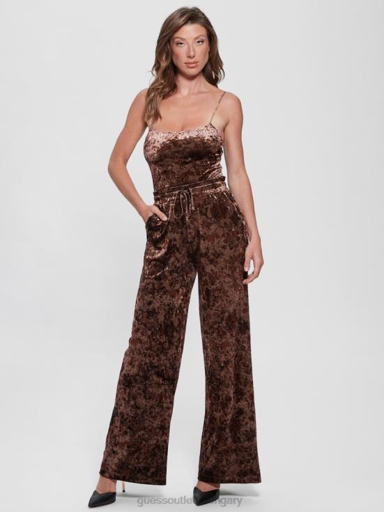 GUESS Spice Market Floral Print 8ZX4F1477 Jade Velvet Bodysuit