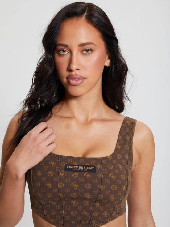 GUESS Aop Brown Ologram 8ZX4F1164 Aggie Active Bra