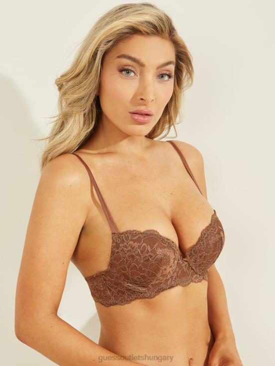 GUESS Brunette Brown 8ZX4F2712 Crystal Push-Up Bra