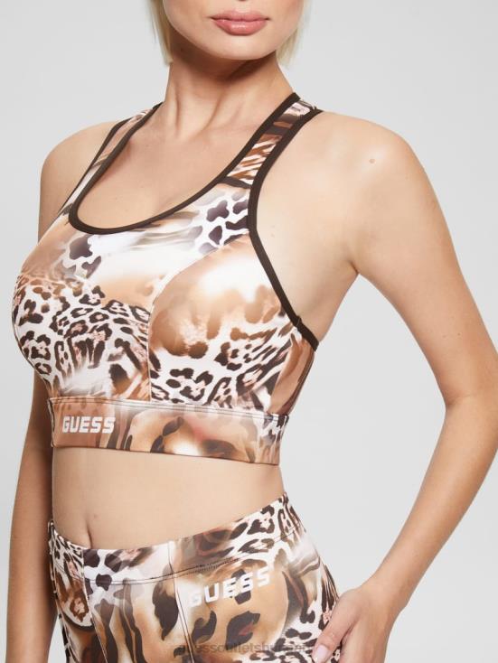 GUESS Fluid Leopard Print 8ZX4F1675 Eco Adrianna Animalier Active Bra