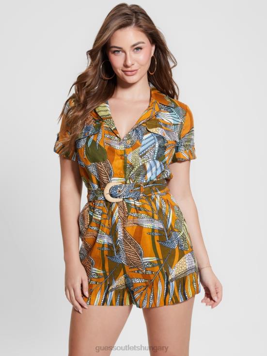 GUESS Batik Toucan Clay 8ZX4F331 Eco Cindy Linen Romper