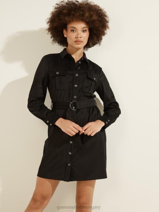 GUESS Black 8ZX4F895 Dora Faux-Suede Dress