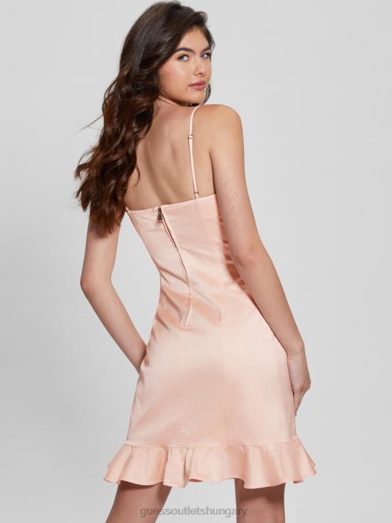 GUESS Blush Breeze Multi 8ZX4F297 Lilly Satin Lace-Up Corset Dress