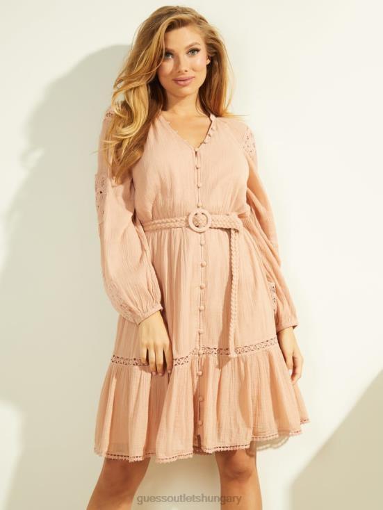 GUESS Bronze Skin Multi 8ZX4F918 Arita Belted Gauze Dress