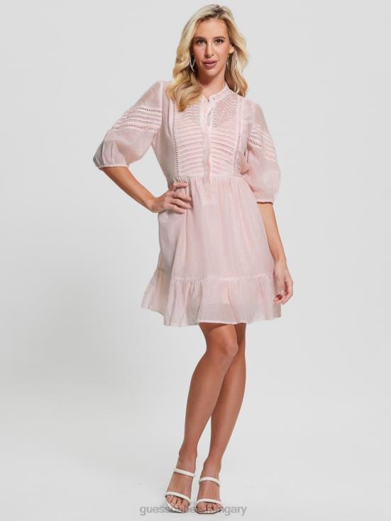 GUESS Calm Pink Multi 8ZX4F501 Mia Silk-Blend Dress