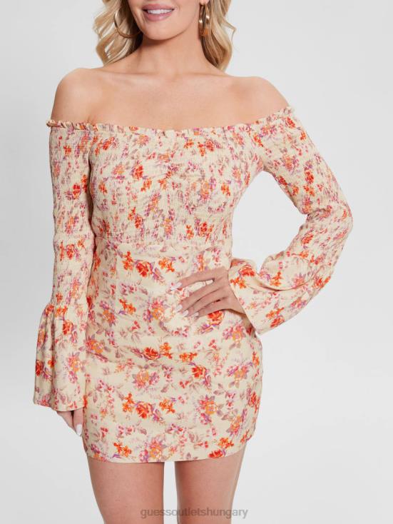 GUESS Catalina Mini Blooms 8ZX4F387 Eco Off-the-Shoulder Hailey Dress