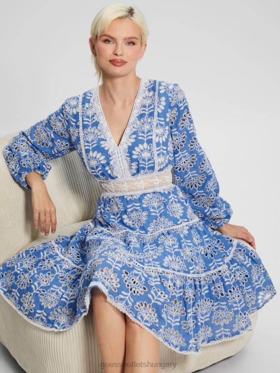 GUESS Clearly Blue Multi 8ZX4F313 Isla Embroidered Dress