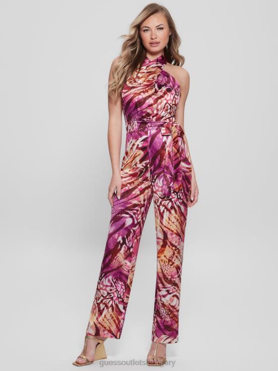GUESS Colorfull Animalier 8ZX4F434 Eco Rose Printed Jumpsuit