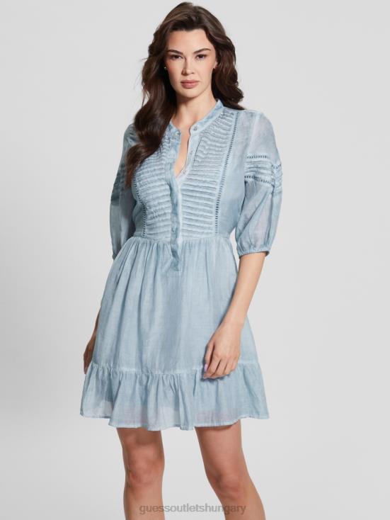 GUESS Coronado Blue Multi 8ZX4F363 Mia Silk-Blend Dress