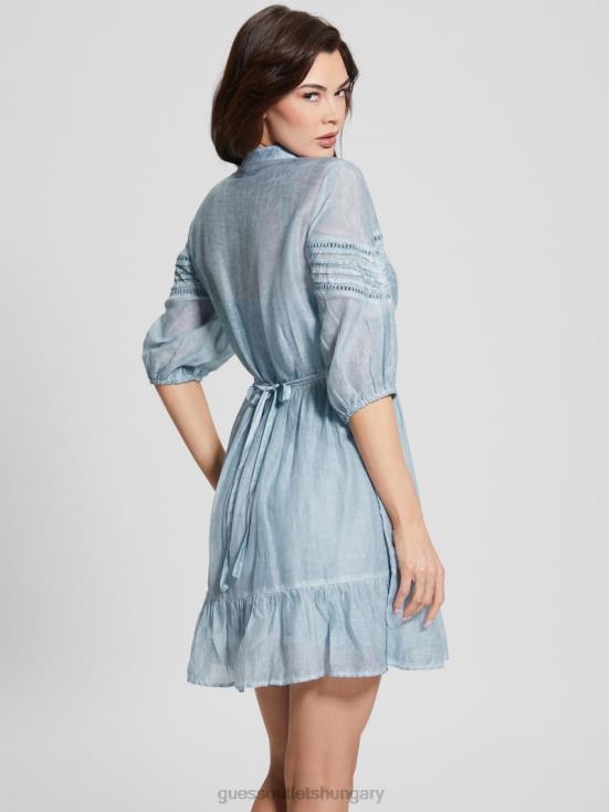 GUESS Coronado Blue Multi 8ZX4F363 Mia Silk-Blend Dress