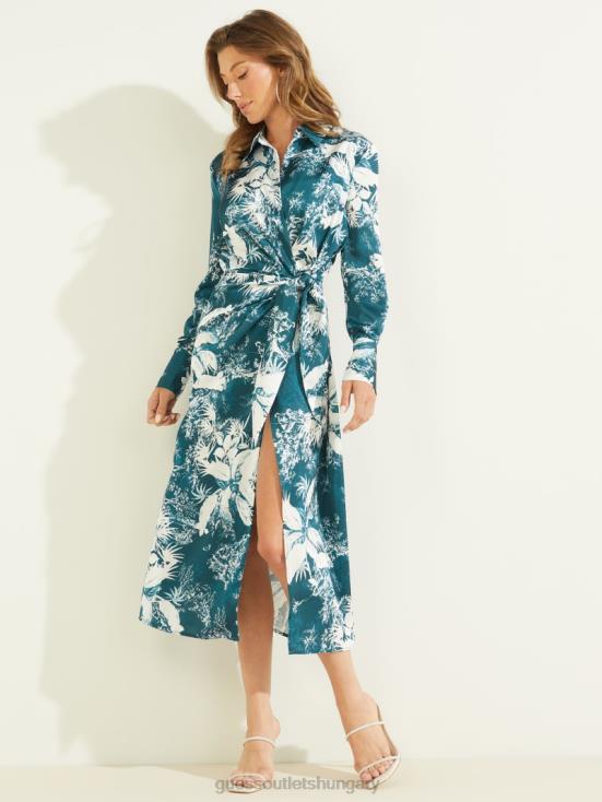 GUESS Country Garden Teal Print 8ZX4F845 Eco Dorothee Dress