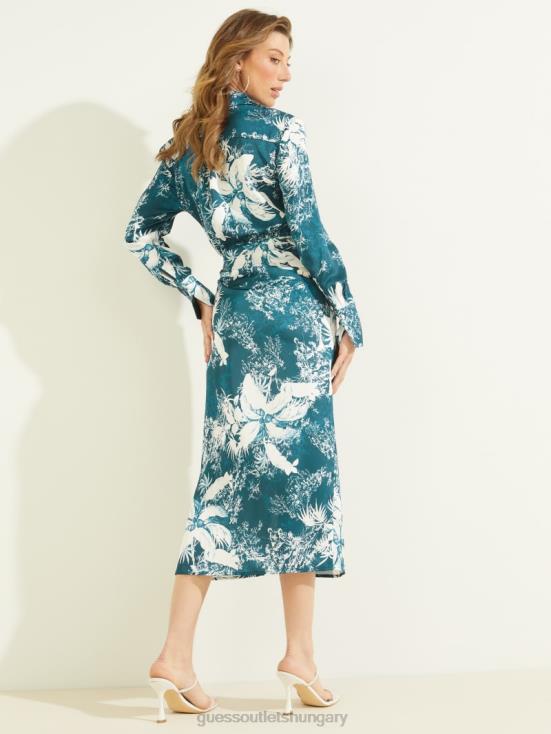 GUESS Country Garden Teal Print 8ZX4F845 Eco Dorothee Dress