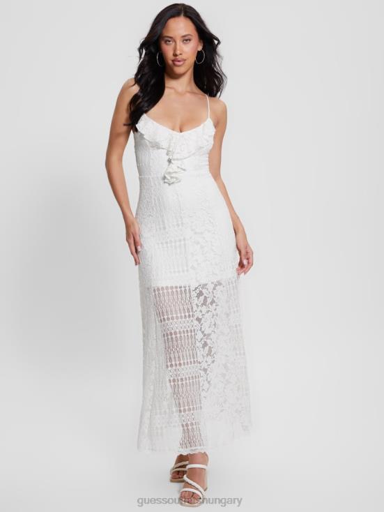 GUESS Cream White 8ZX4F303 Kellie Lace Maxi Dress