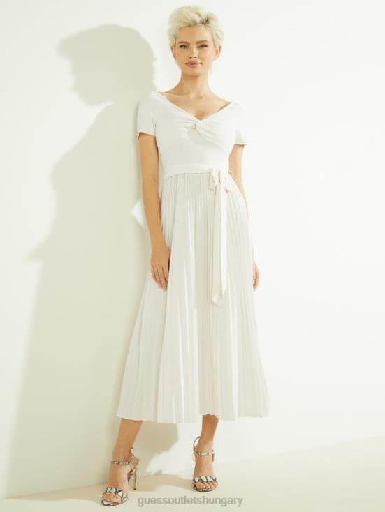 GUESS Cream White 8ZX4F789 Eco Erynn Belted Dress