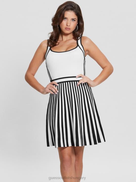 GUESS Dove White/Jet Black 8ZX4F846 Mirage Nautical Sweater Dress