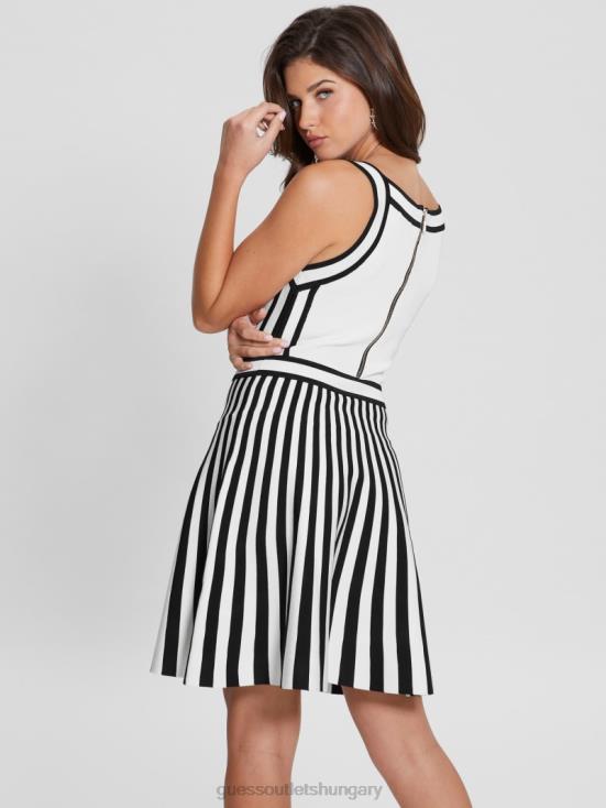 GUESS Dove White/Jet Black 8ZX4F846 Mirage Nautical Sweater Dress