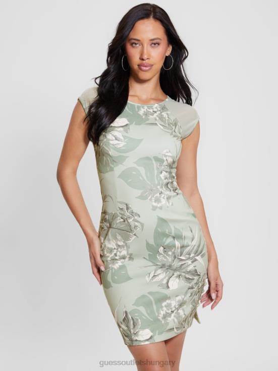 GUESS Dusty Fern Jungle Print 8ZX4F312 Eco Ottavia Tailored Dress