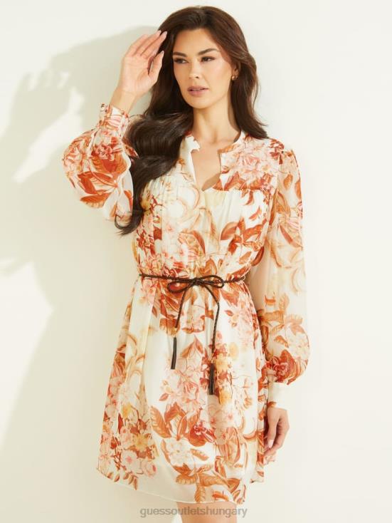 GUESS Forest Floral Print White 8ZX4F667 Eco Morgane Dress
