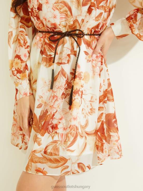 GUESS Forest Floral Print White 8ZX4F667 Eco Morgane Dress
