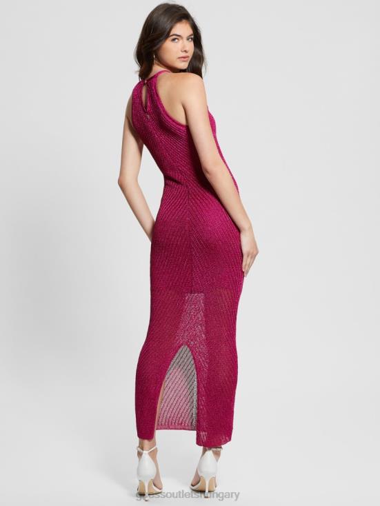 GUESS Full Bloom Pink Multi 8ZX4F295 Alexie Lurex Halter Maxi Dress
