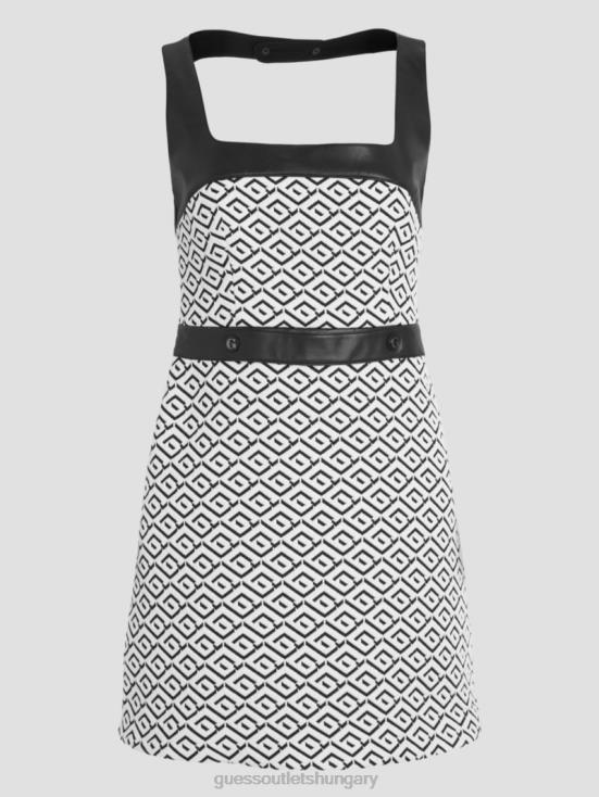 GUESS Geo Logo Jqd White/Black 8ZX4F684 Adele Geometric Dress