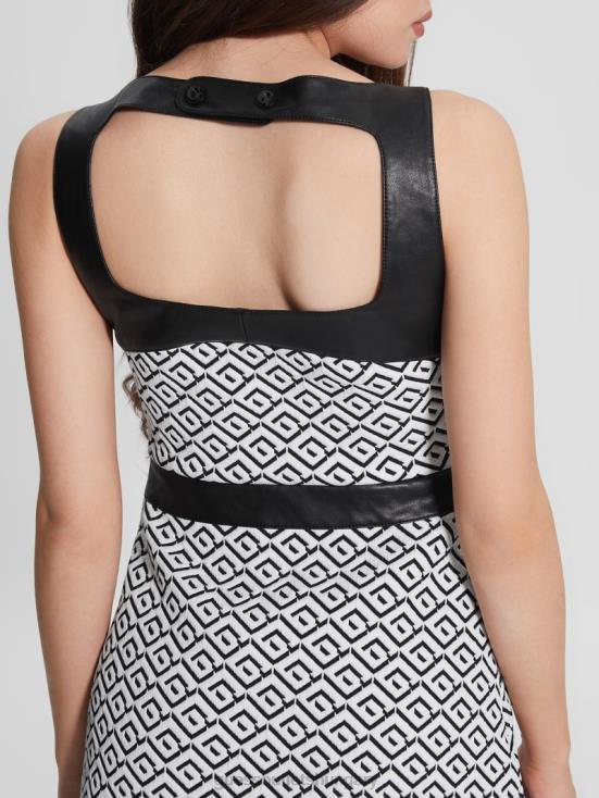 GUESS Geo Logo Jqd White/Black 8ZX4F684 Adele Geometric Dress