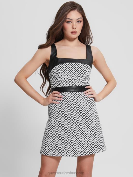 GUESS Geo Logo Jqd White/Black 8ZX4F684 Adele Geometric Dress