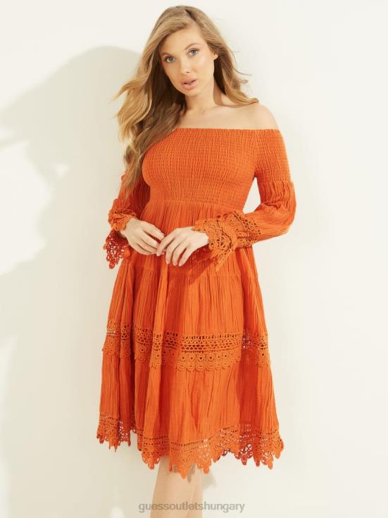 GUESS Gold Blaze Multi 8ZX4F729 Amber Off-the-Shoulder Dress