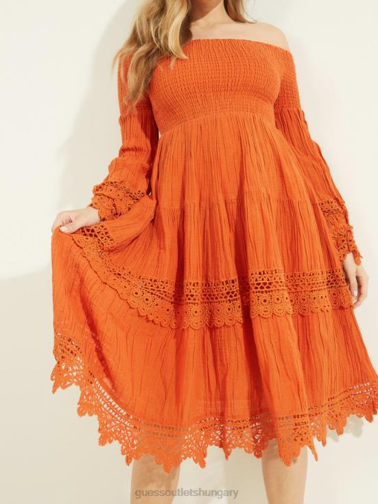 GUESS Gold Blaze Multi 8ZX4F729 Amber Off-the-Shoulder Dress