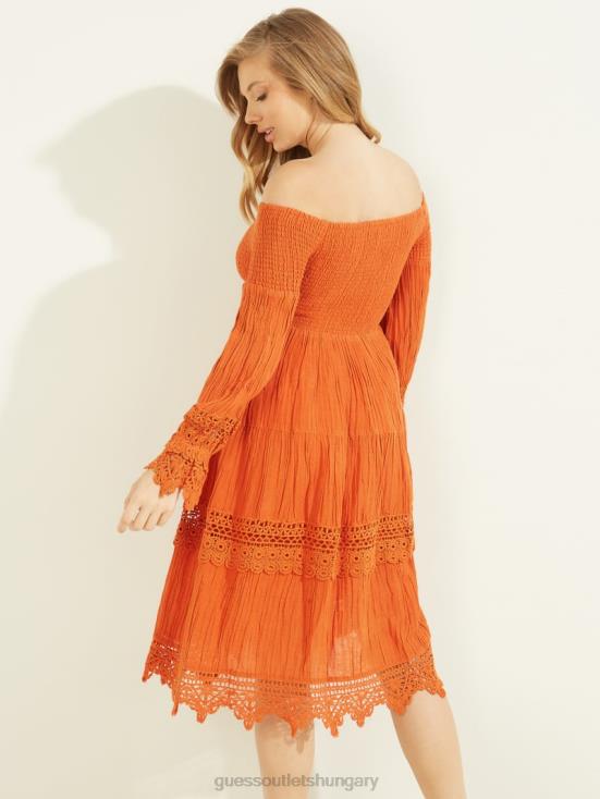 GUESS Gold Blaze Multi 8ZX4F729 Amber Off-the-Shoulder Dress