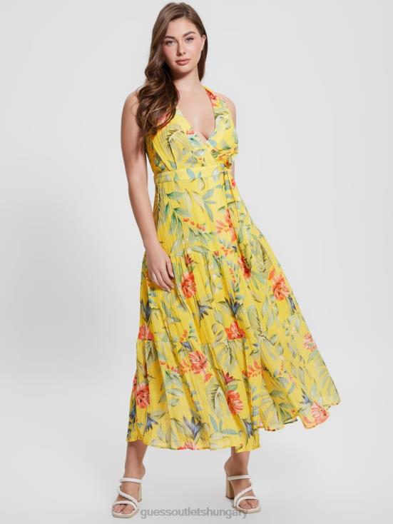 GUESS Golden Hour Tropic Print 8ZX4F458 Eco Mara Wrap Maxi Dress