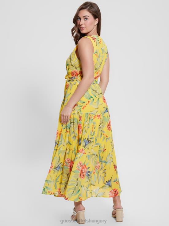 GUESS Golden Hour Tropic Print 8ZX4F458 Eco Mara Wrap Maxi Dress