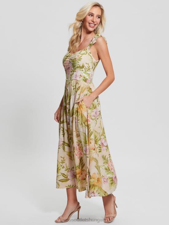 GUESS Heirloom Hibiscus 8ZX4F685 Susanna Midi Dress