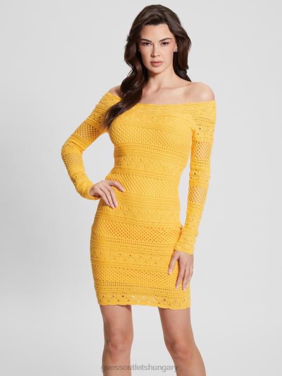 GUESS Laguna Yellow 8ZX4F550 Eco Amelie Crochet Dress