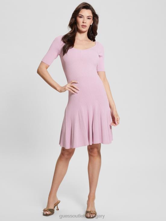 GUESS Linen Lilac 8ZX4F758 Julie Sweetheart Flared Dress