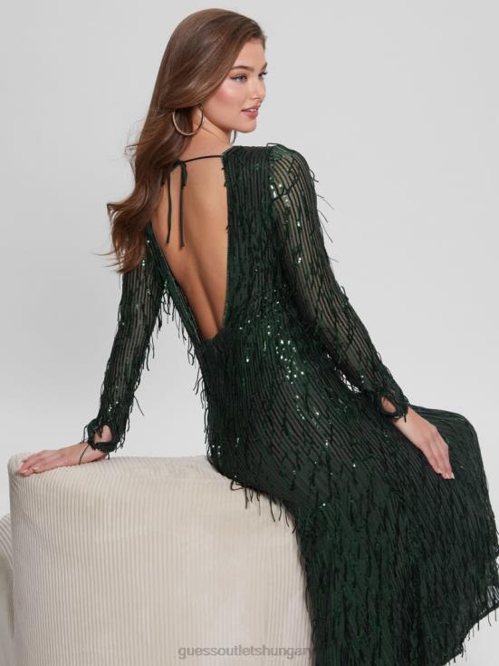 GUESS Moss Mat Multi 8ZX4F688 Elodie Sequin Fringe Dress