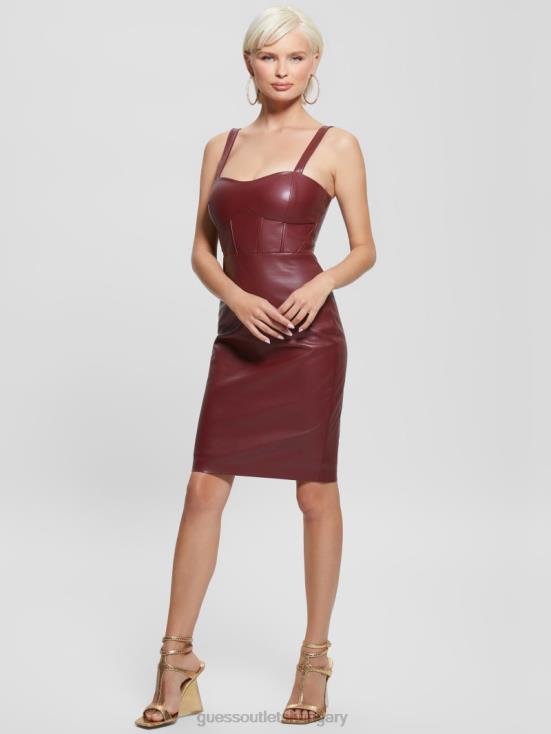 GUESS Mystic Wine Multi 8ZX4F730 Reid Faux-Leather Dress