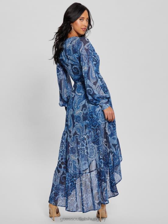 GUESS Nordic Sea Kashmir 8ZX4F314 Eco Nuovo Bahia Wrap Maxi Dress