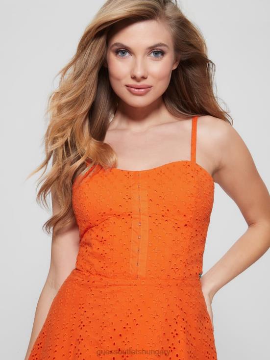GUESS Orange Slushie 8ZX4F512 Leena Eyelet Mini Dress