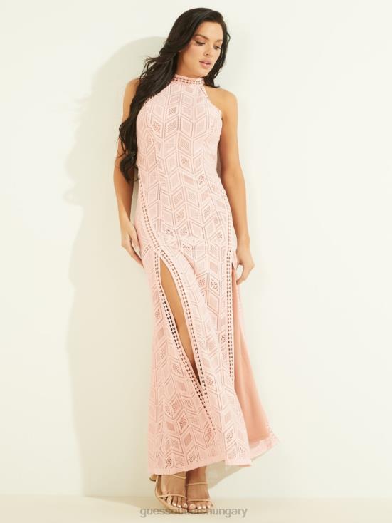 GUESS Pink Roses Multi 8ZX4F597 Sunset Lace Maxi Dress