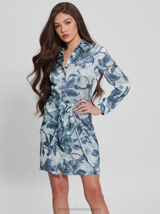 GUESS Porcelain Floral Print Bl 8ZX4F740 Eco Alya Printed Dress