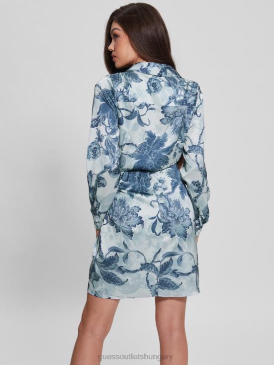 GUESS Porcelain Floral Print Bl 8ZX4F740 Eco Alya Printed Dress