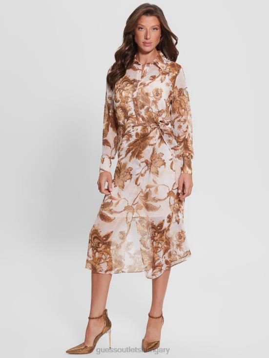 GUESS Porcelain Floral Print Br 8ZX4F832 Eco Lama Printed Dress