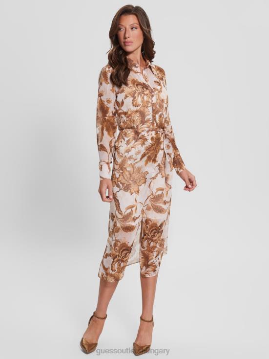 GUESS Porcelain Floral Print Br 8ZX4F832 Eco Lama Printed Dress