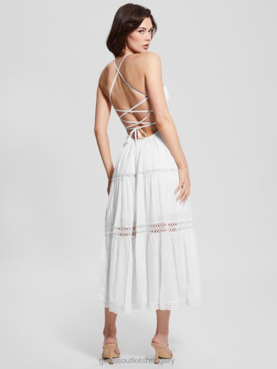 GUESS Pure White 8ZX4F341 Lace Maxi Safa Dress