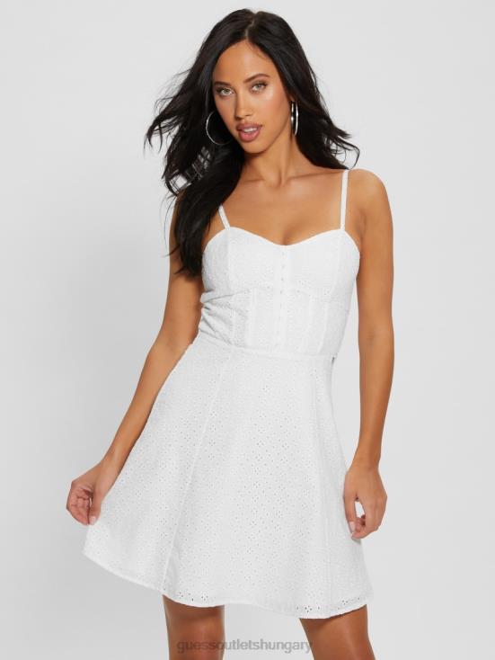 GUESS Pure White 8ZX4F352 Lena Eyelet Dress